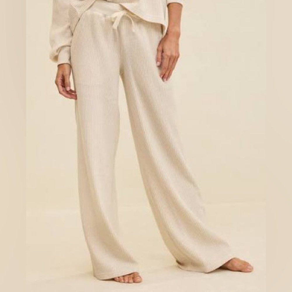 Aerie Cream Wide-Leg Pants